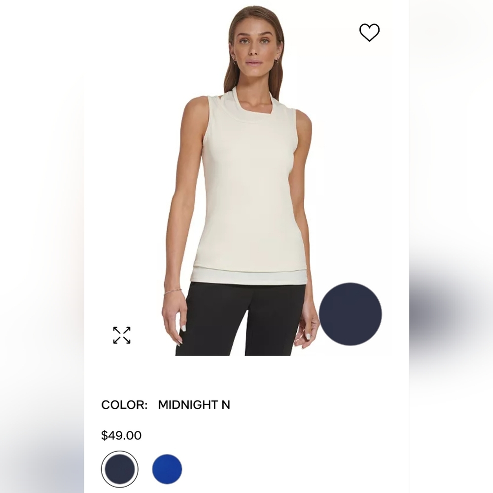 💥DKNY - Women's Sleeveless Double-Layered Top💥XL NWT color - MIDNIGHT 💥